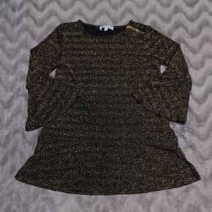 Chaus Womens Size S Gold Metallic 3/4 Sleeve Shoulder Zip Blouse NWT